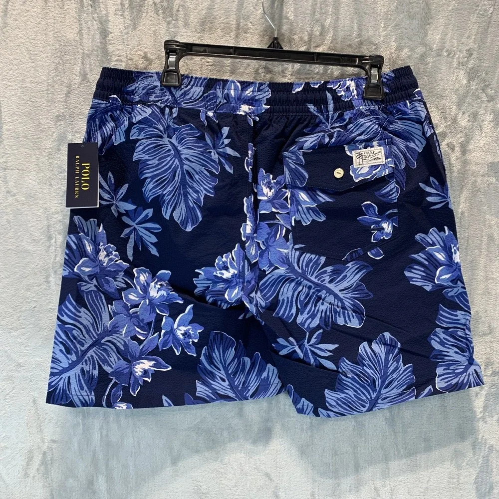 Polo Ralph Lauren Men's Swim Trunks XL Traveler Blue Floral‎ Pockets Mesh Liner